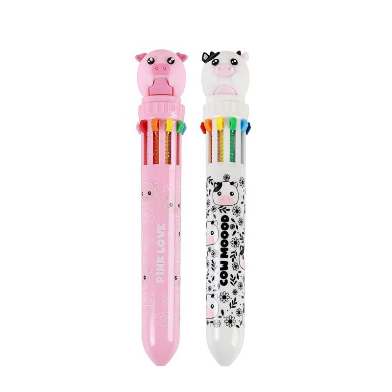 Stylo 10 couleurs - Pink love & Cow Moood