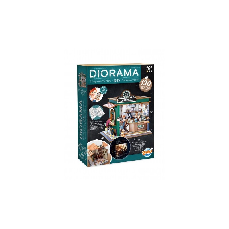 maquette en bois Diorama café Buki