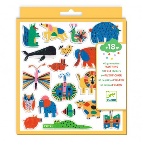 60 gommettes feutrine - Des animaux partout