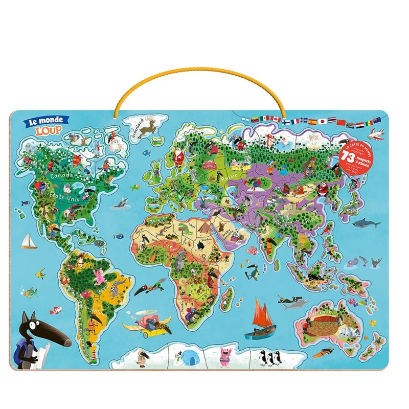 Carte du monde avec Loup