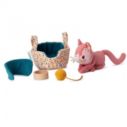 Peluche Jeanne - Chat et son panier