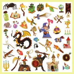 160 Stickers Métallisés - Medieval Fantastique