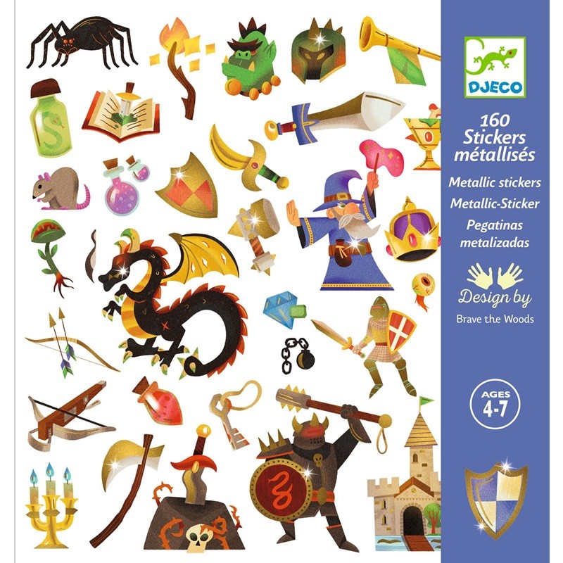 160 Stickers Métallisés - Medieval Fantastique