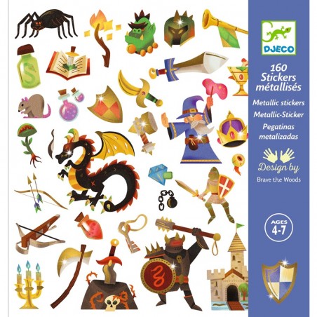 160 Stickers Métallisés - Medieval Fantastique