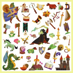 160 Stickers Métallisés - Medieval Fantastique