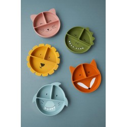 Assiette avec ventouse en silicone et compartiments - Mr. Fox