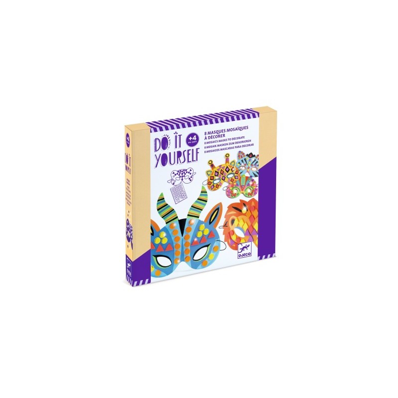 8 masques mosaïques à décorer - Animaux de la jungle