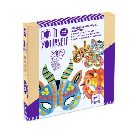 8 masques mosaïques à décorer - Animaux de la jungle