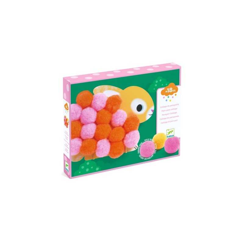 Collage de pompoms - Animaux et ronds pompoms
