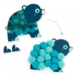 Collage de pompoms - Animaux et ronds pompoms